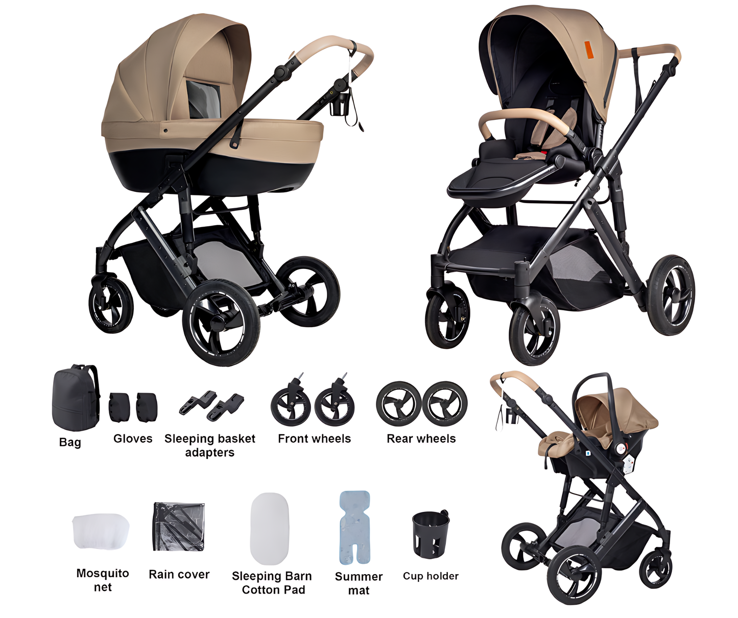 Ylelliset 3-in-1-yhdistelmävaunut