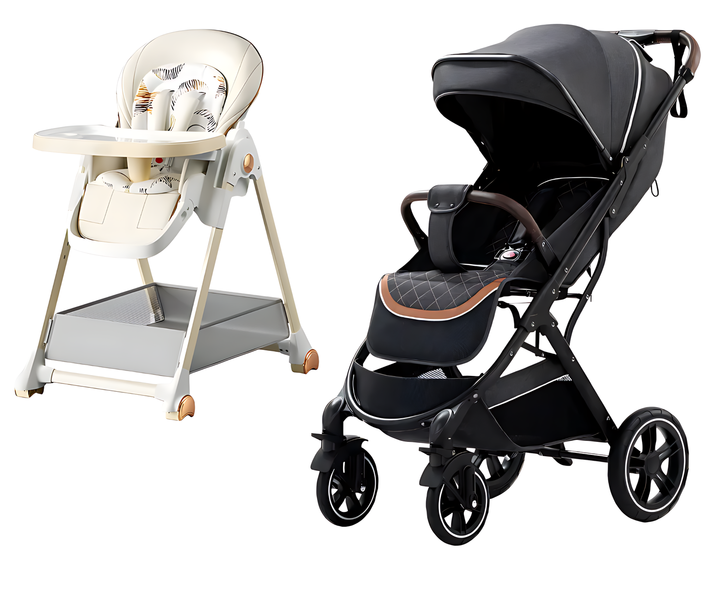 Vauvan syöttötuoli + Lastenrattaat taaperoille